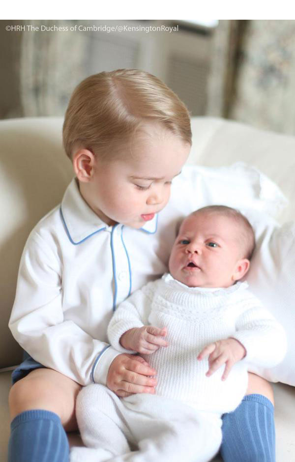 Prince George Holds Baby Sister Princess Charlotte