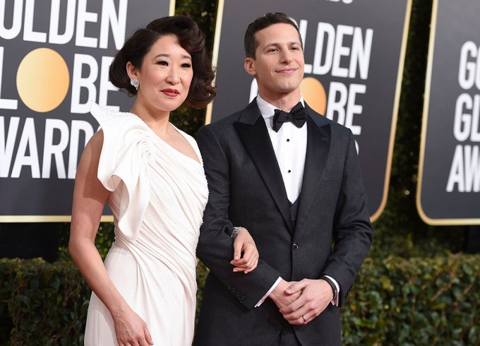 Sandra Oh and Andy Samberg at the 76th Annual Golden Globe Awards