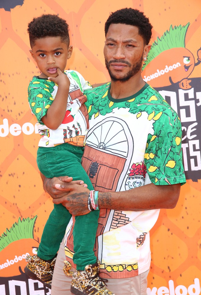 Derrick Rose and his son at the Nickelodeon Kids’ Choice Sports Awards