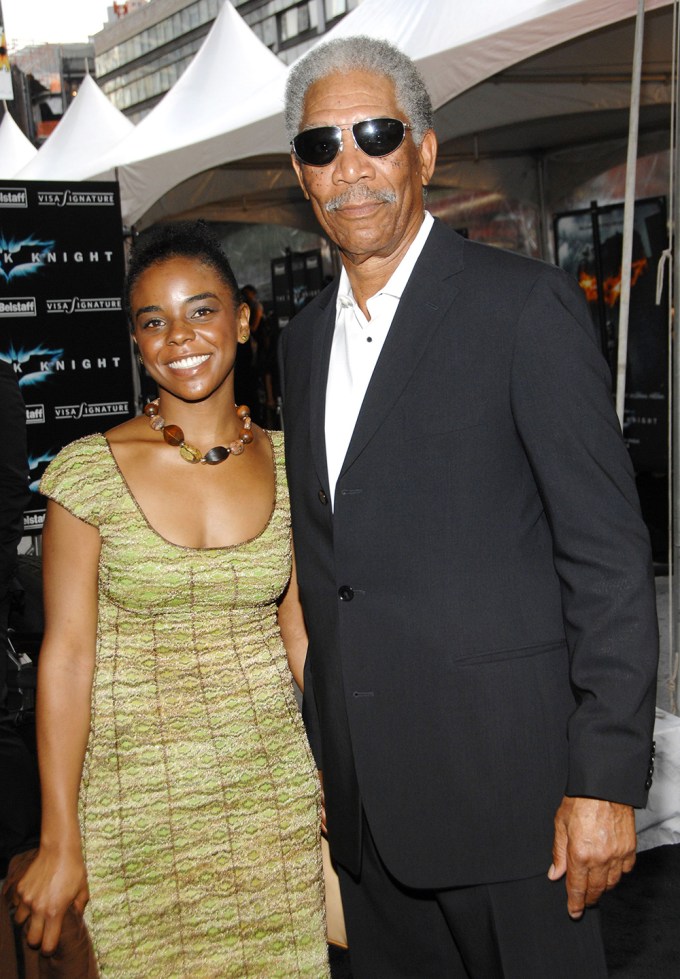 Actor Morgan Freeman and his step-granddaughter E’Dena Hines at the Premiere of ‘The Dark Knight’