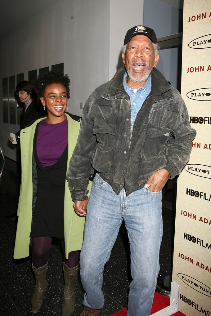 Morgan Freeman with step-granddaughter Edena Hines attend the ‘John Adams’ HBO TV series premiere