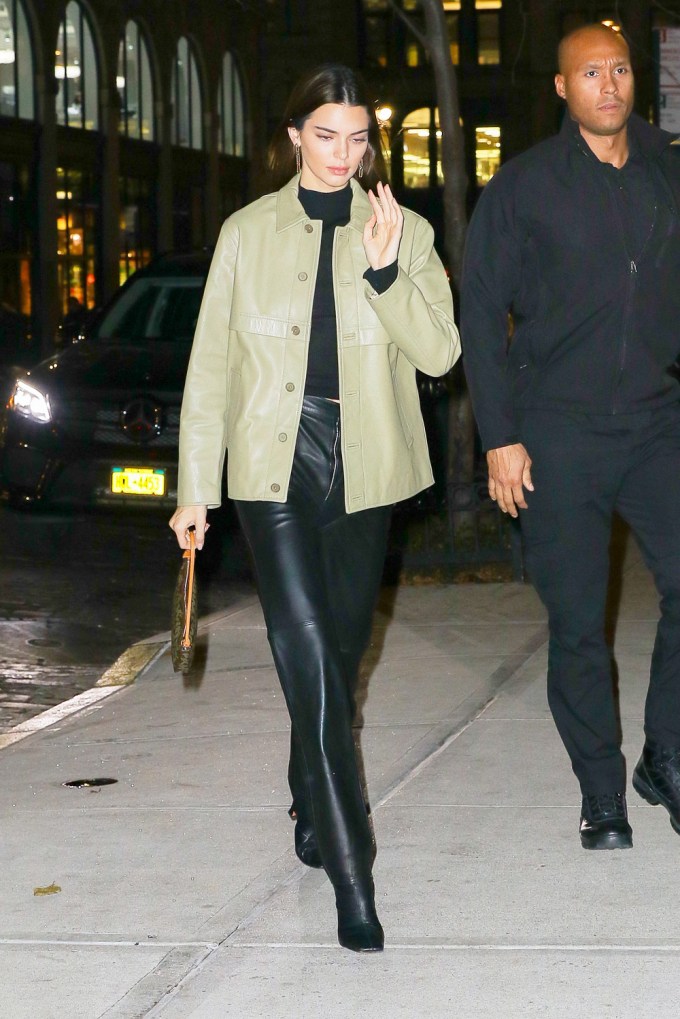 Kendall Jenner Was Spotted Wearing A Leather Ensemble While Out And About In New York