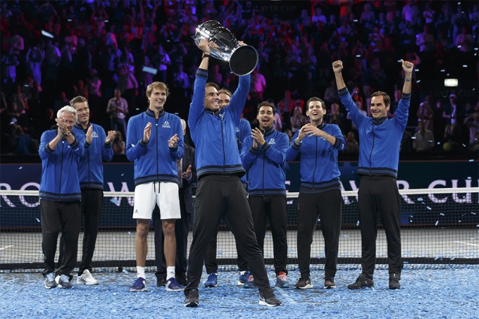 Rafael Nadal lifts the Laver Cup in 2019