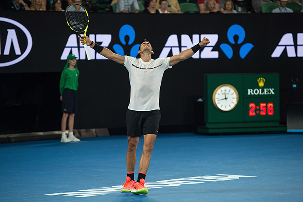 Rafael Nadal celebrates a win