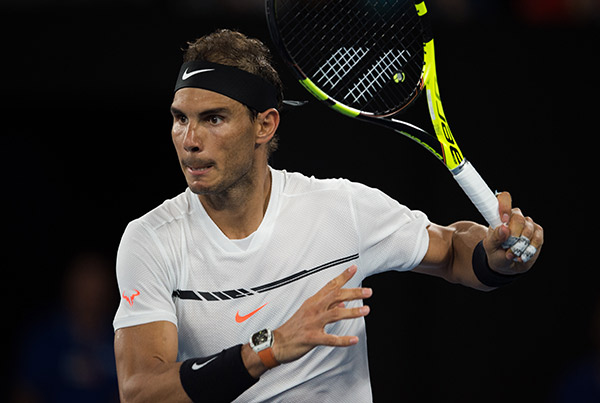 Rafael Nadal playing in the Australian Tennis Open