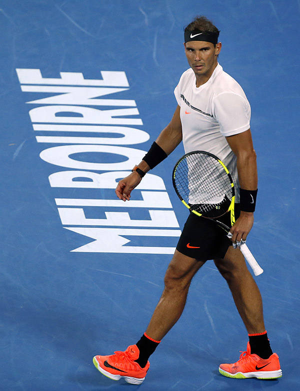Rafael Nadal on court in Australia