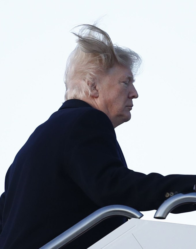 Donald Trump’s Hair Blows In The Wind