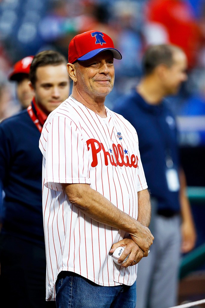 Bruce Willis at Philadelphia Phillies Game