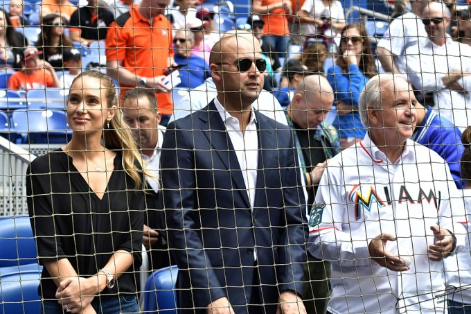 Hannah and Derek Jeter at the Chicago Cubs v Miami Marlins