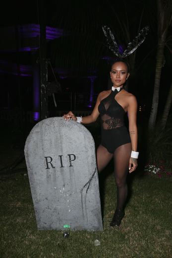 Karrueche Tran attends the Maxim Halloween Party where guests sipped on Ardbeg Whisky
