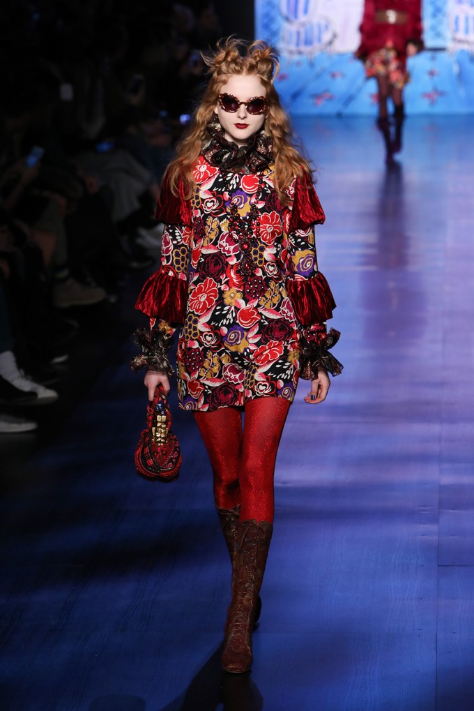 Madison Stubbington on the runway for the Anna Sui show
