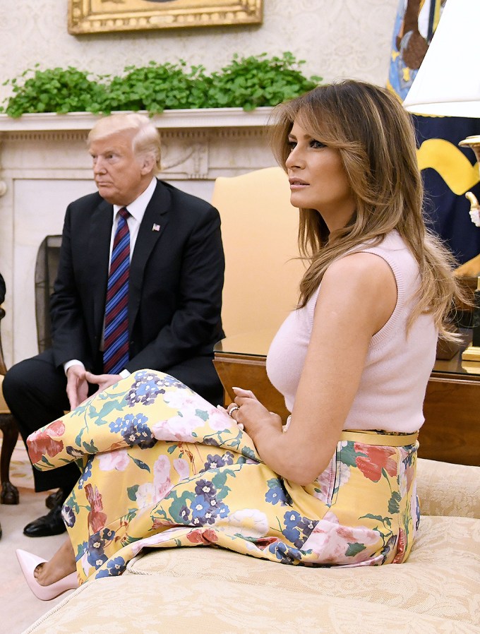 Melania Trump Grimaces During Meeting