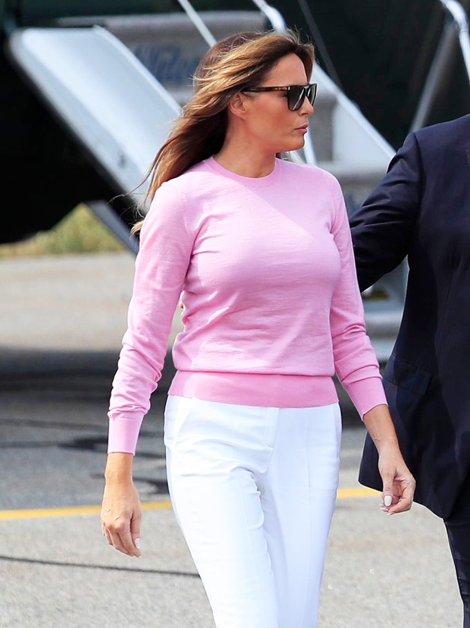 Melania Trump Dresses Down In Sweater & Jeans