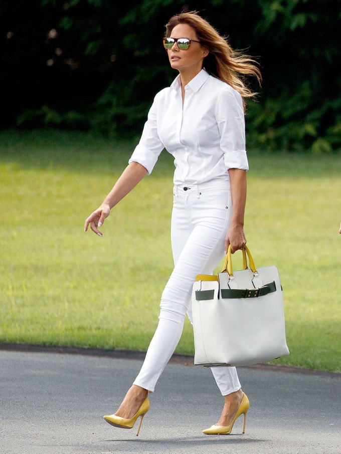 Melania Trump Strolls Through White House Lawn