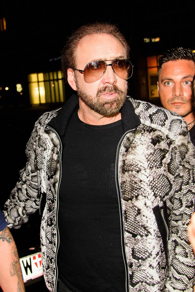 Nicolas Cage dons a snakeskin jacket