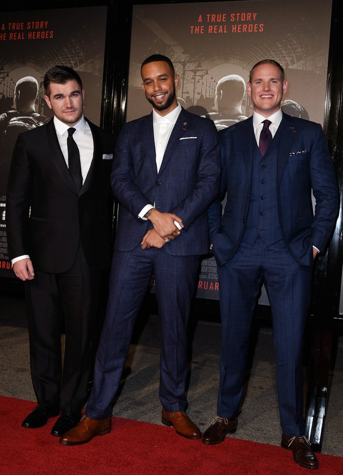 Alek and his co-stars at ‘The 15:17 to Paris’ film premiere