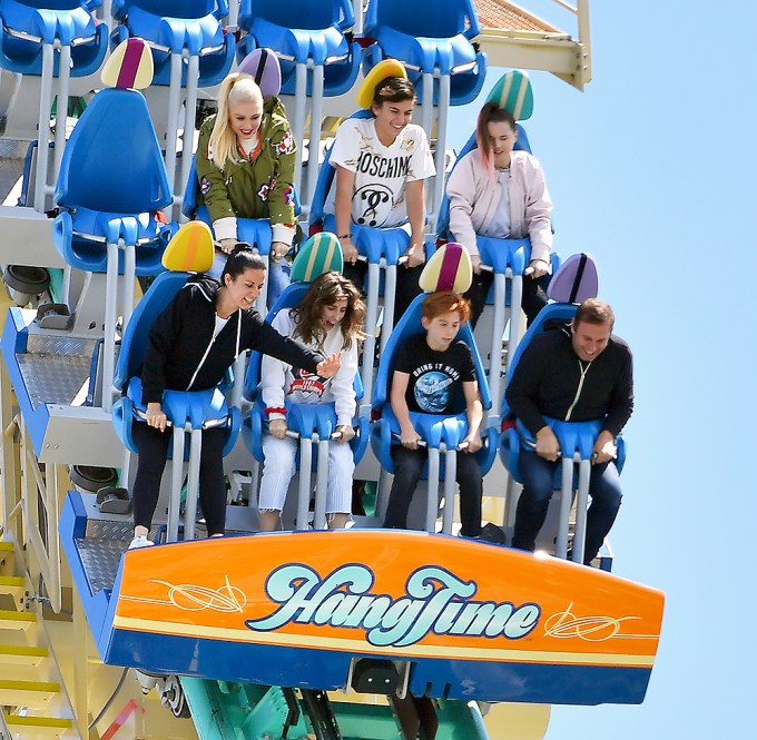 Gwen Stefani riding a roller coaster