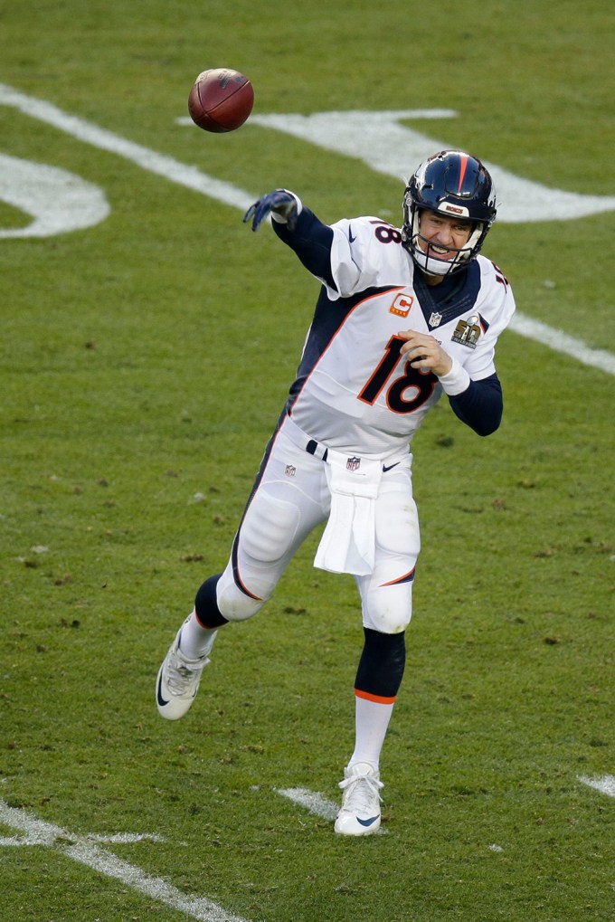 Peyton Manning playing during Super Bowl 50