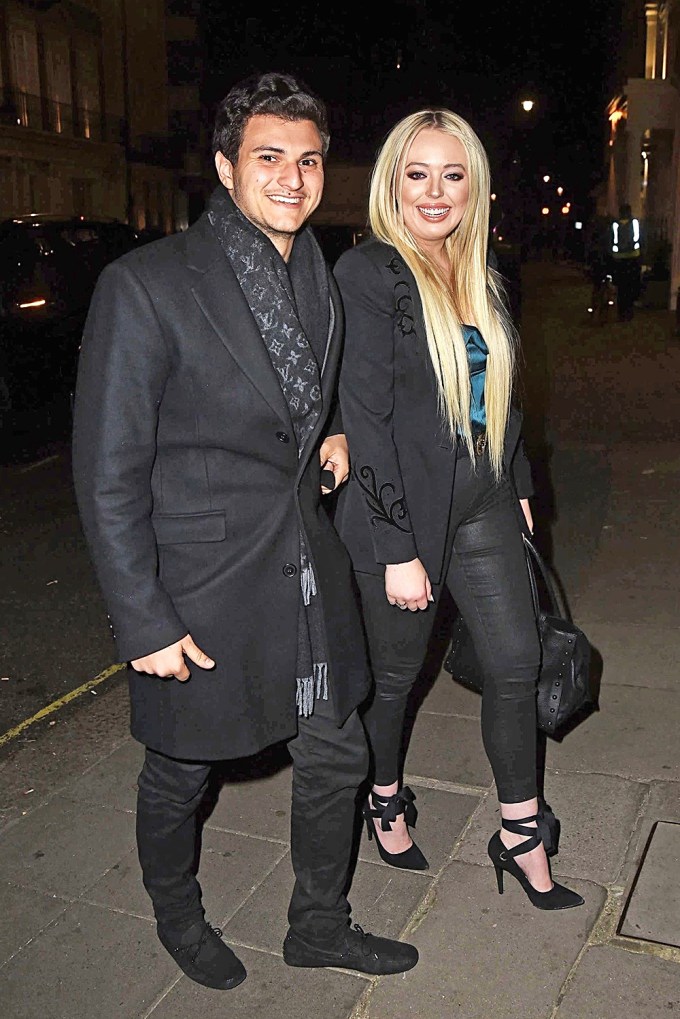 Tiffany Trump and Michael Boulos outside Mosimann’s Restaurant