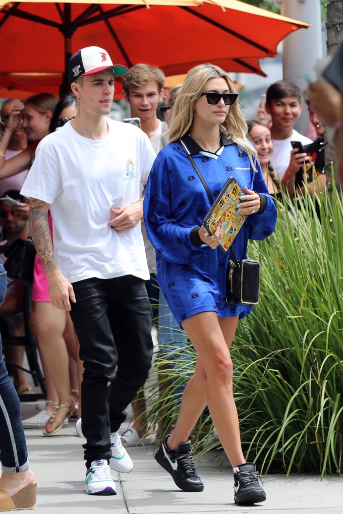 Justin Bieber and Hailey Baldwin at Lunch