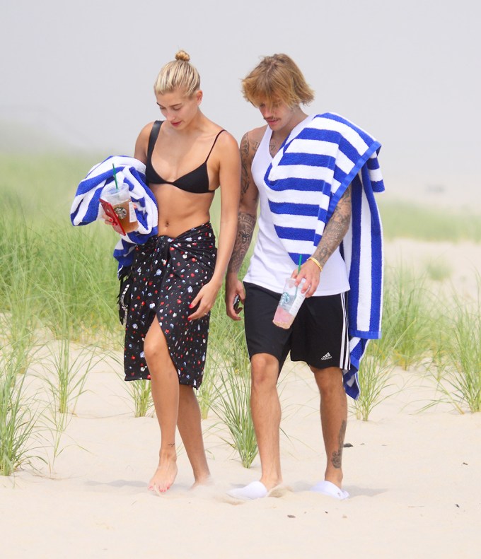 Justin Bieber & Hailey Baldwin at a beach