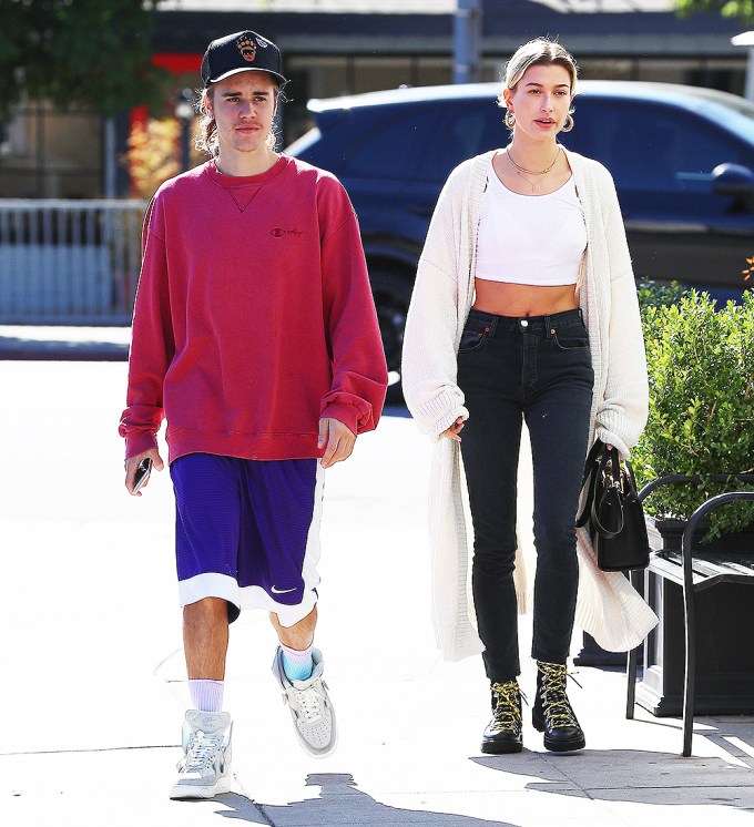 Justin Bieber & Hailey Baldwin walking in Los Angeles