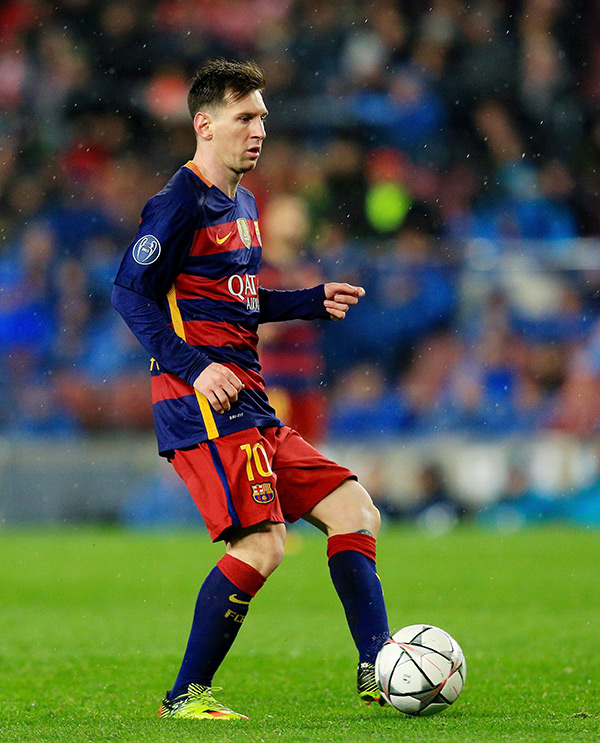 Lionel Messi gives off a serious face