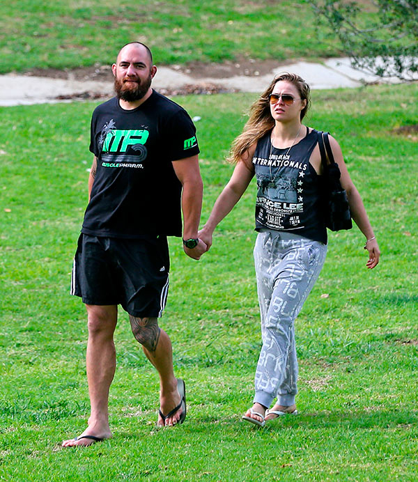 Travis Browne and Ronda Rousey out and about