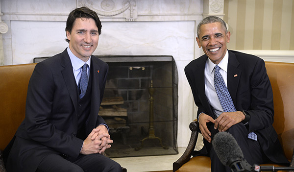 Justin Trudeau and Barack Obama in an Oval Office meeting.