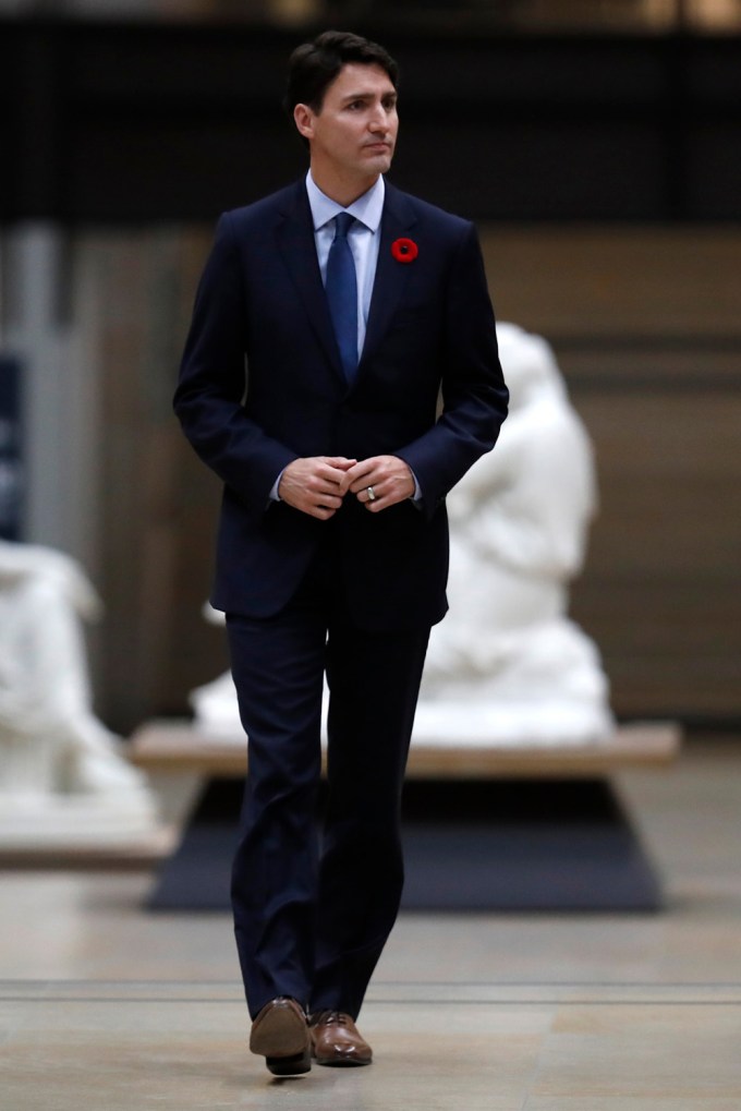 Justin Trudeau at a ceremony in Paris