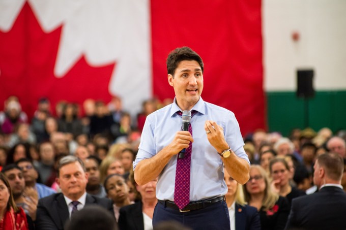 Prime Minister Justin Trudeau at a town hall meeting