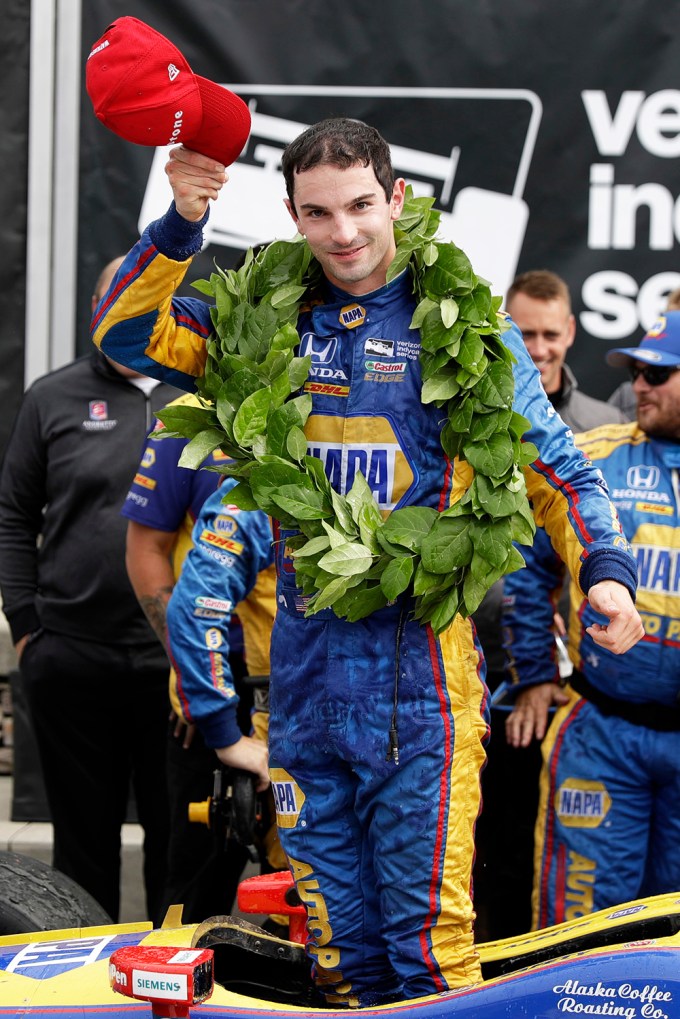 Alexander Rossi Tips His Hat At The IndyCar Auto Race In New York