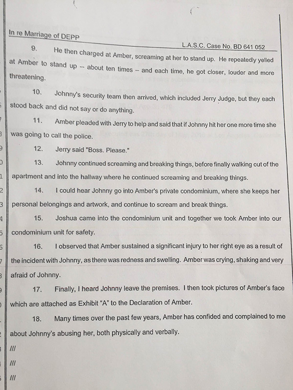 Amber Heard & Johnny Depp Legal Documents