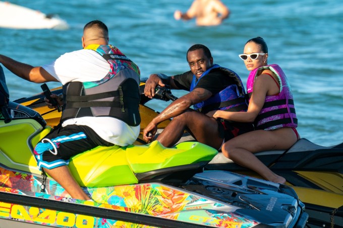 Diddy Jet Skis With A Mystery Woman & Pals