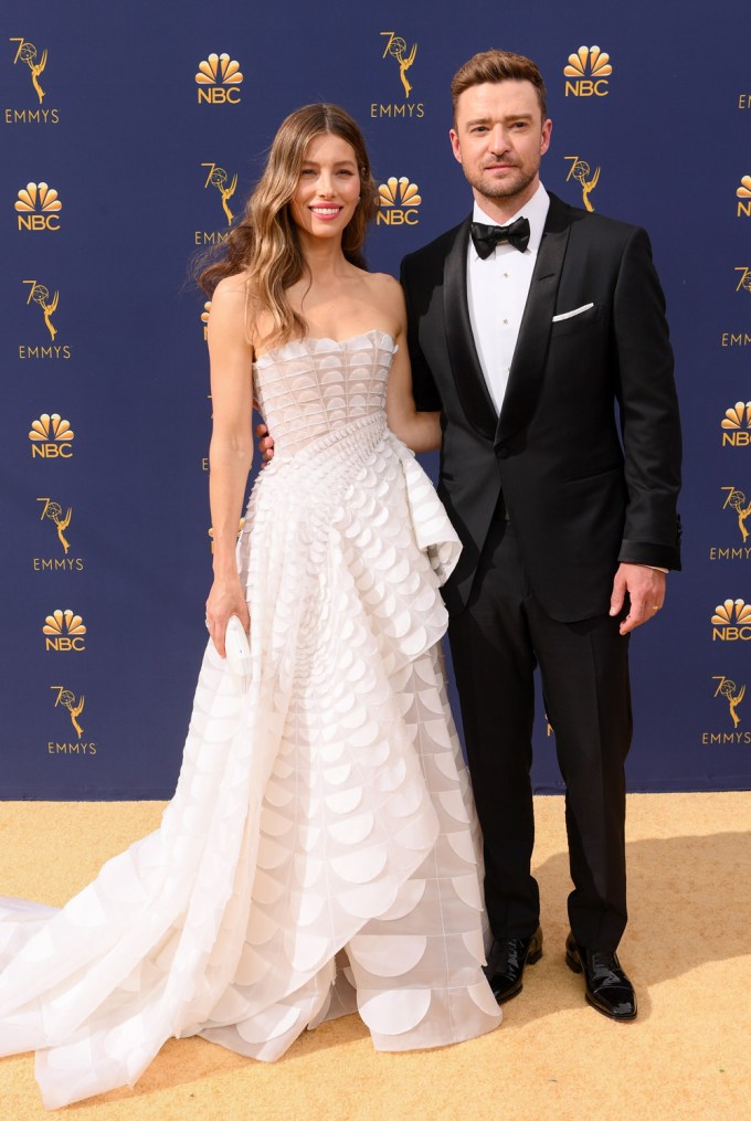 Jessica Biel and Justin Timberlake at the 70th Primetime Emmy Awards in LA