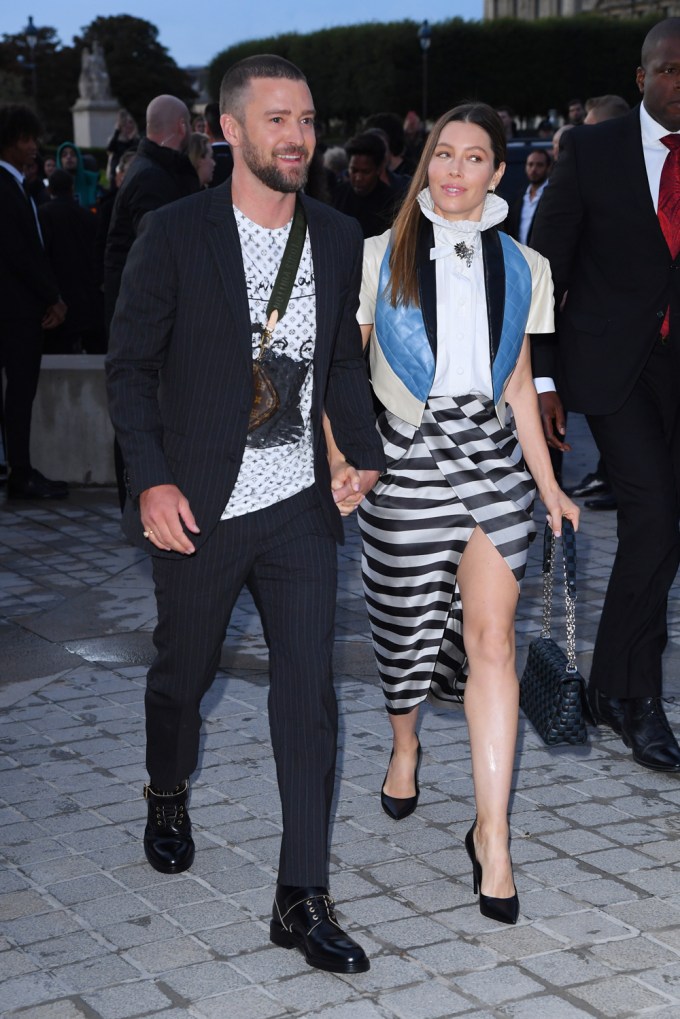 Justin Timberlake and Jessica Biel at the Louis Vuitton show