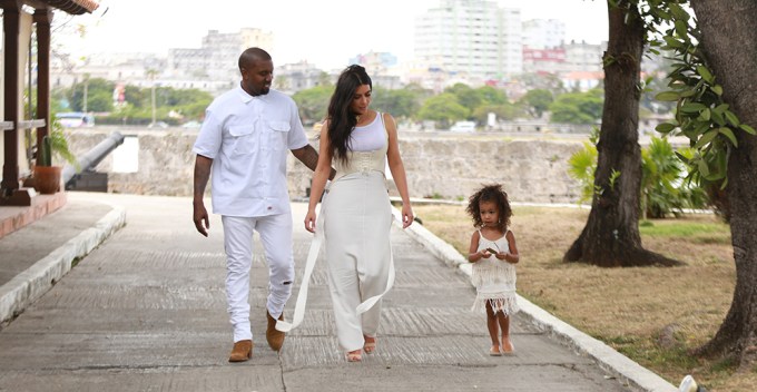 Kim Kardashian and Kanye West going for a walk