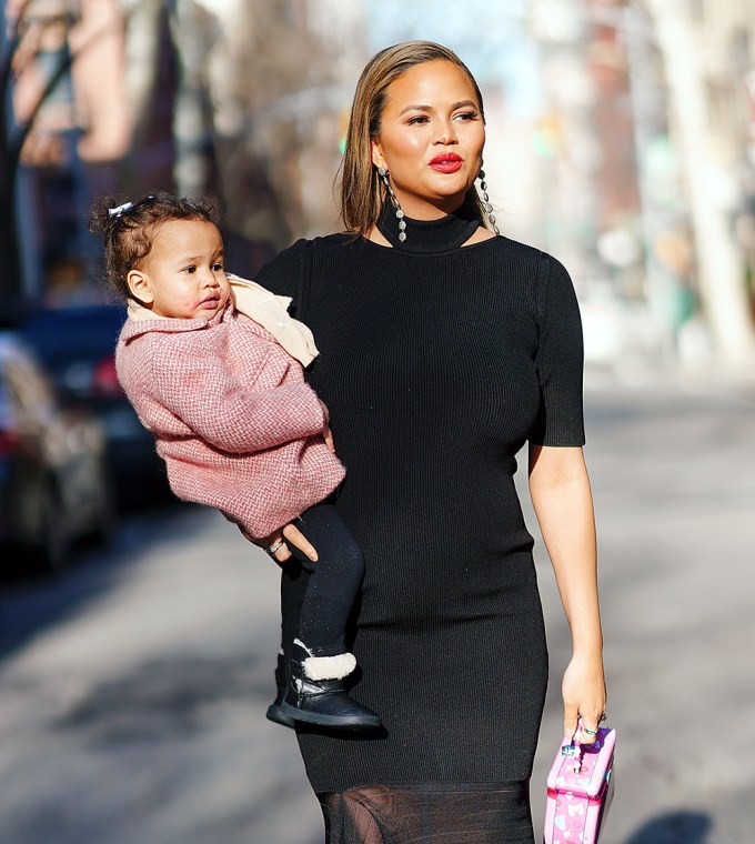 Chrissy Teigen and baby Luna out and about in NEw York