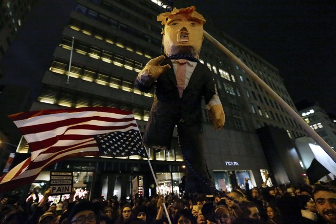 Huge Blowup Trump Doll At Protest