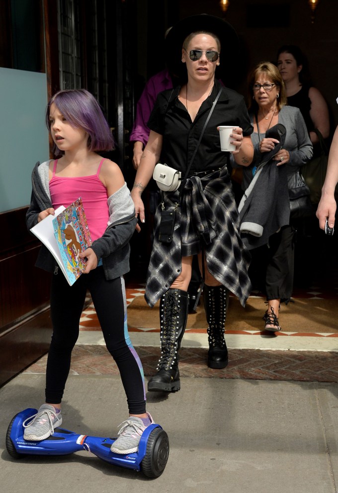 Willow Hart Rocks Cool Purple Locks In NYC with Mom