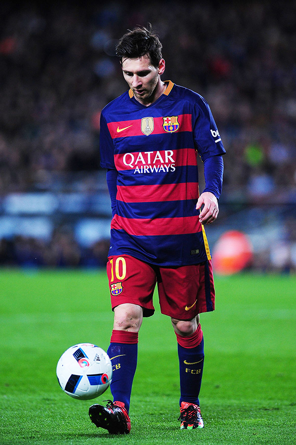 Lionel Messi on a field