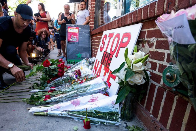 Tributes to victims of Pulse Nightclub shooting, New York, USA – 12 Jun 2016