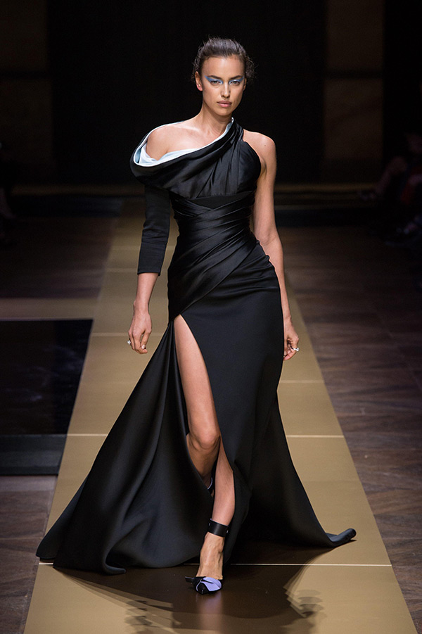Irina Shayk walking the runway at Paris Fashion Week