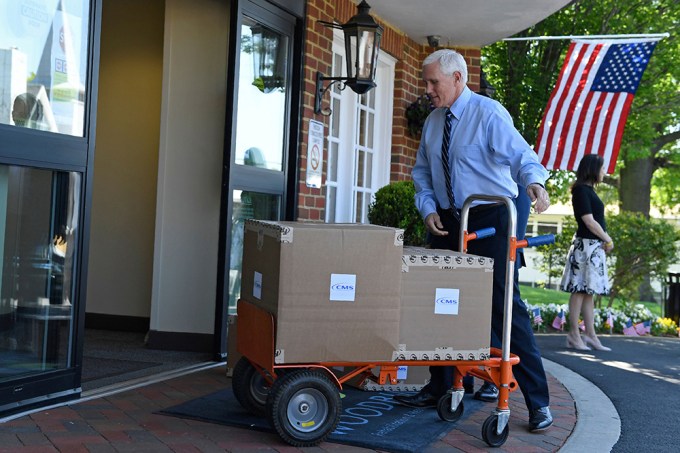 Mike Pence Delivers Boxes