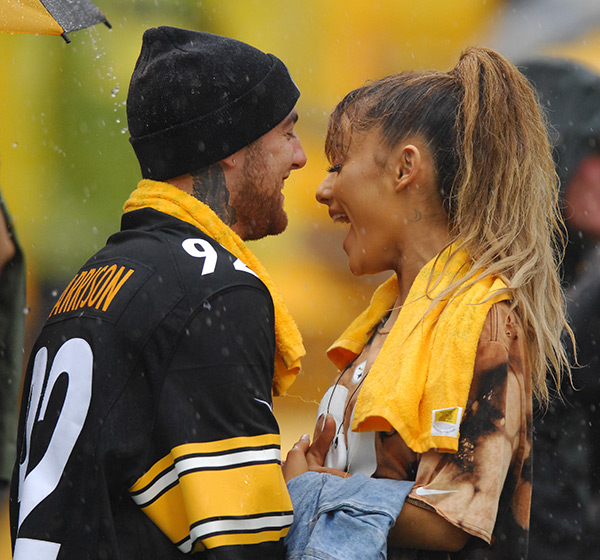 Ariana Grande Smiles With Mac Miller In The Rain