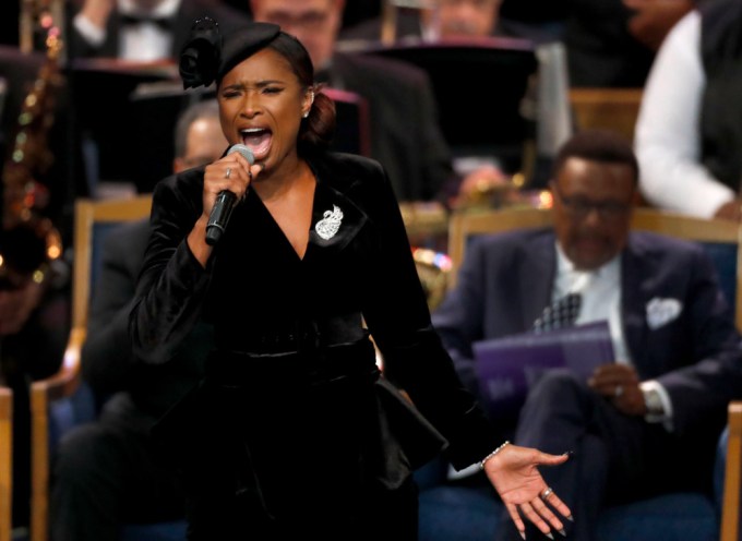 Jennifer Hudson performs at Aretha Franklin’s funeral in Detroit