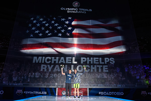 Ryan Lochte & Michael Phels At The 2016 US Olympic Swim Team Trials