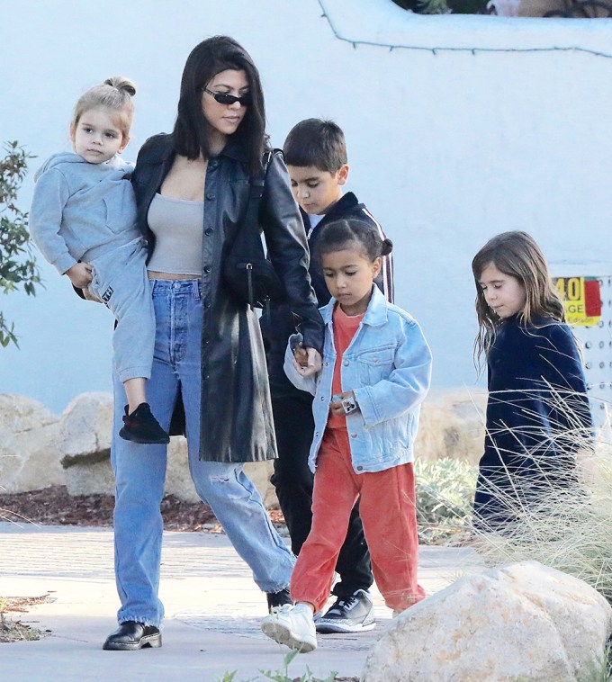 Kourtney Kardashian & Kids walking