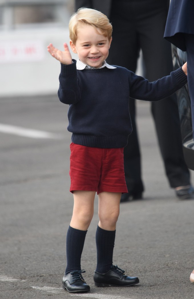 Prince George Waves to Reporters