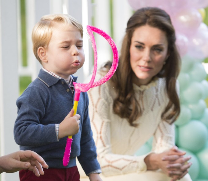 Prince George Blows Bubbles